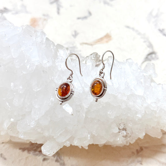 STERLING SILVER AMBER EARRING