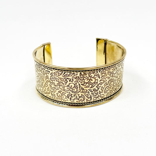 HANDMADE BRASS FLORAL CUFF, made in India