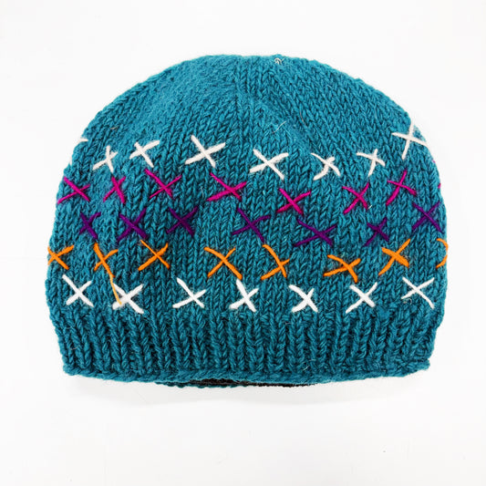 100% WOOL HAND KNITTED BEANY FLEECE LINED