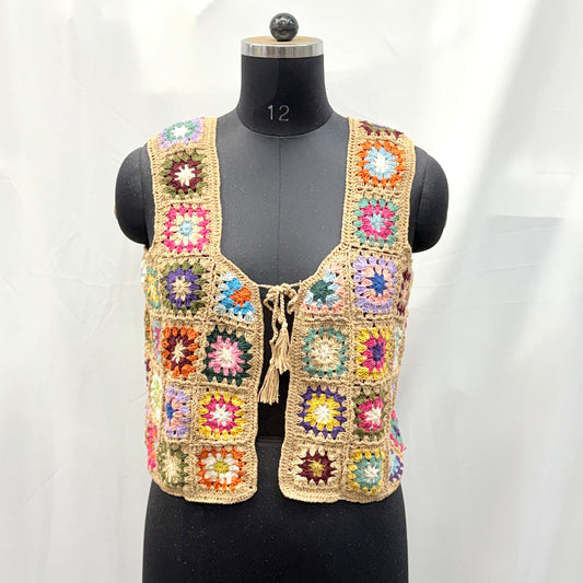 100% Cotton handcrochet Vest Jacket Easy fit