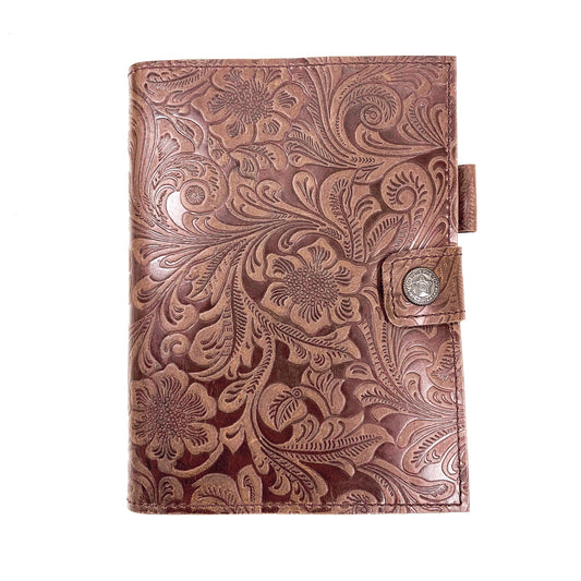 FLORAL EMBOSSED JOURNAL WITH PEN HOLDER 18x13.5CM