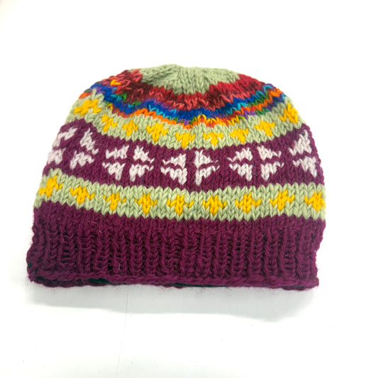 100% WOOL HAND KNITTED BEANY FLEECE LINED