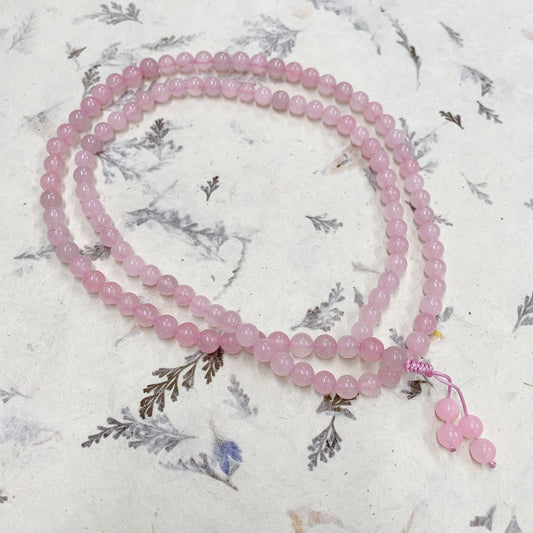 108 ROSE QTZ BEAD PRAYER MALA