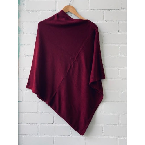 WOOL N CASHMERE BLEND SIDE PONCHO