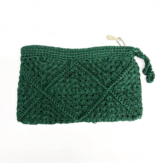 HAND CROCHET EMERALD PURSE 27x16CM