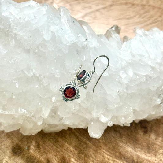 Garnet 925 Sterling Silver Earring with hook