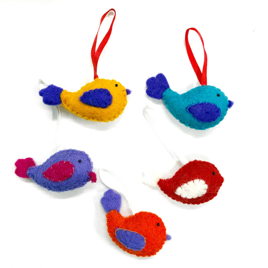 FELT SONGBIRD HANGING 5PCS