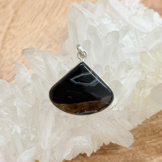 STERLING SILVER BLACK LACE AGATE PENDANT