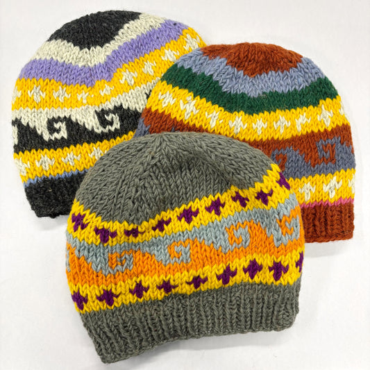 100% WOOL HAND KNITTED BEANY FLEECE LINED