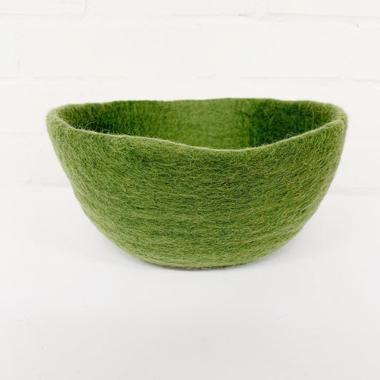 HANDMADE FELT FOREST GREEN 30CM BOWL
