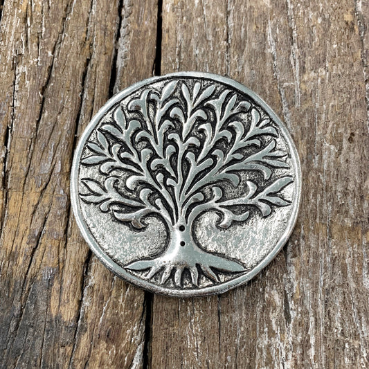 SILVER TREE OF LIFE INCENSE BURNER