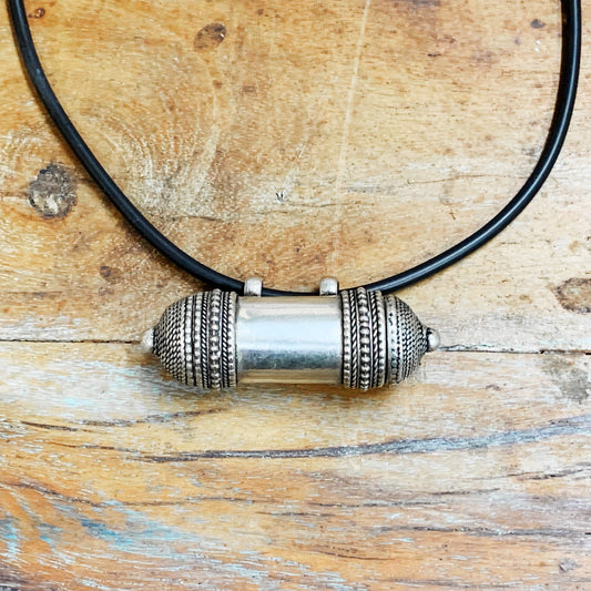 Silver Plated Tibetan Gau/Box Pendant 5.5x2CM