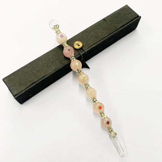 Rose Quartz Sphere Chakra Crystal Healing Wand 25cm
