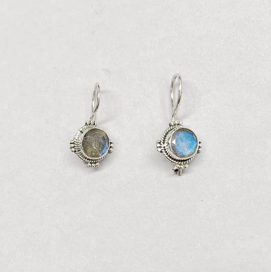 Labradorite 925 Sterling Silver w back hook Earring