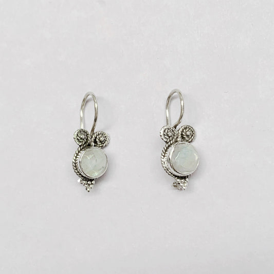 FACETED Moonstone 925 Sterling Silver Earring