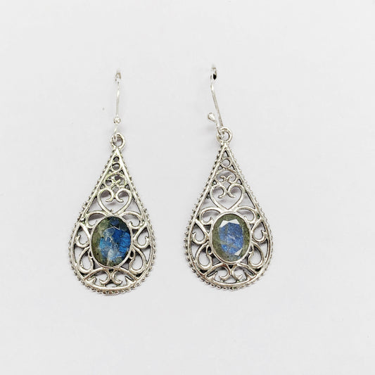 Labradorite Tear Drop 925 Sterling Silver Earring