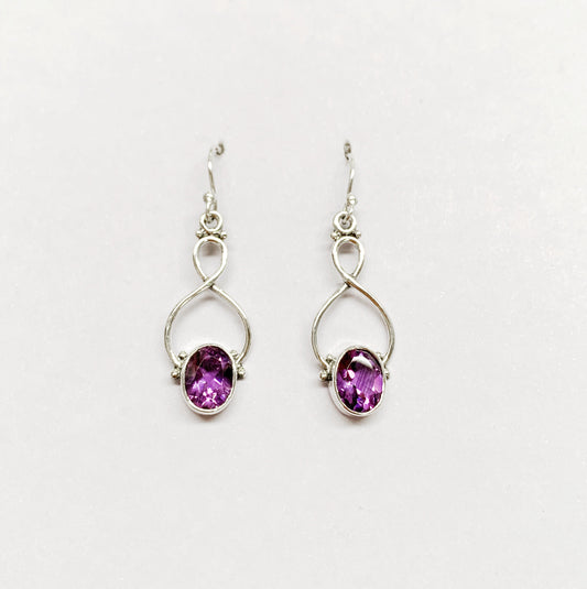 Amethyst Twist 925 Sterling Silver Earring