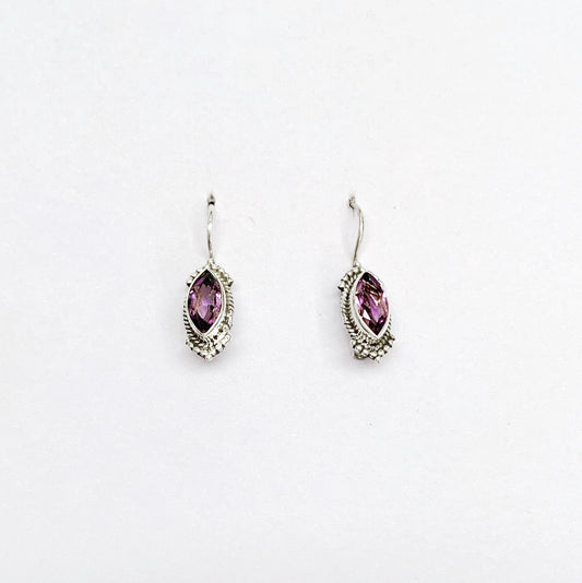 Amethyst 925 Sterling Silver Earring (Kidney Hook)