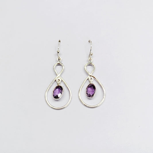 Teardrop Amethyst 925 Sterling Silver Earring