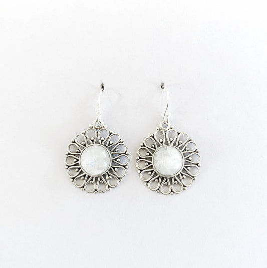 Moonstone Flower 925 Sterling Silver Earring
