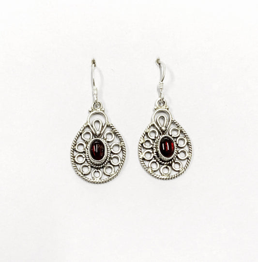 Garnet 925 Sterling Silver Earring