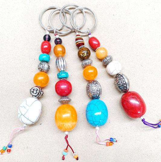 HANDMADE TIBETAN BEAD KEY RING