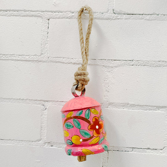 SINGLE PAINTED FLORAL BELL LIGHT PINK 29X7CM