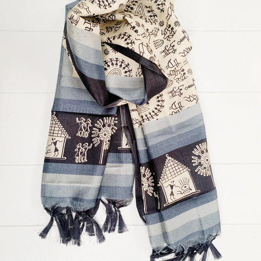 SILK FRINGED SARONG/ SCARF 100x180CM