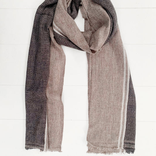 WOOL N CASHMERE BLEND CHOCOLATE STRIPE SOFT SHAWLS