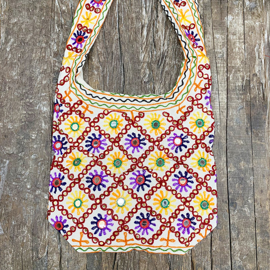 BOMBAY MIRROR EMBROIDERY COTTON BAG GOLD