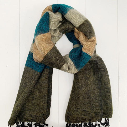 WOOL BLEND “FOREST” STRIPED SHAWL 80x195CM