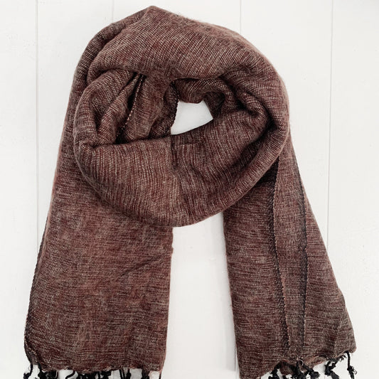 WOOL BLEND “CHOCOLATE” SHAWL 80x195CM