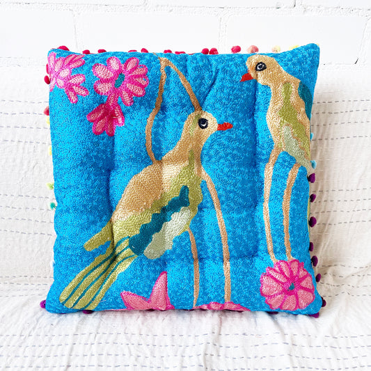 EMBROIDERED TROPICS CUSHION/SEAT 40CM