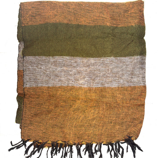 WOOL BLEND “Moss & Amber” SHAWL 80x195CM