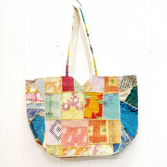 HAND STITCHED VINTAGE KANTHA SHOULDER BAG 50x32CM