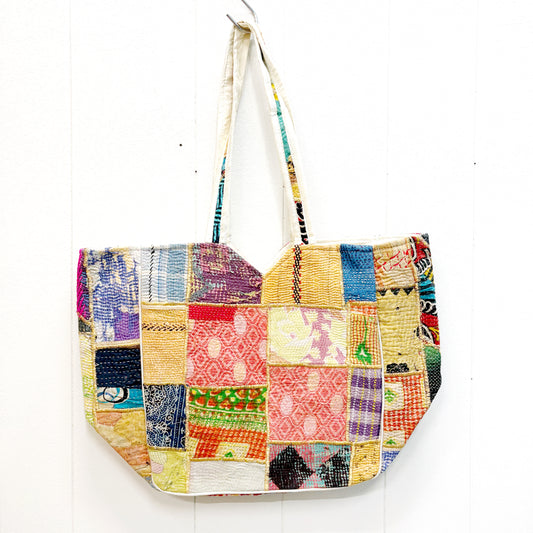 HAND STITCHED VINTAGE KANTHA SHOULDER BAG 50x32CM