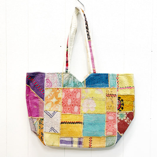 HAND STITCHED VINTAGE KANTHA SHOULDER BAG 50x32CM