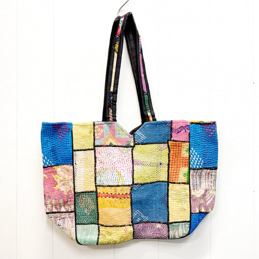 HAND STITCHED VINTAGE KANTHA SHOULDER BAG 50x32CM