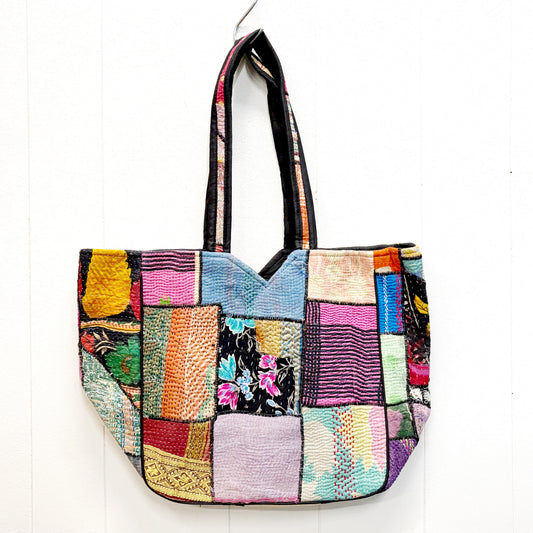 HAND STITCHED VINTAGE KANTHA SHOULDER BAG 50x32CM