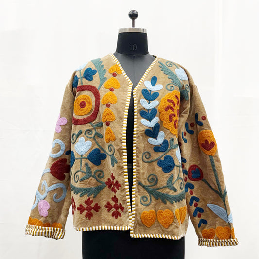 Reversible Velvet Sujani Emb. Jacket with Pocket