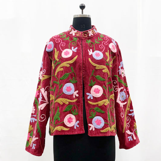 Reversible Velvet Sujani Emb. Jacket with Pocket
