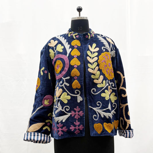Reversible Velvet Sujani Emb. Jacket with Pocket