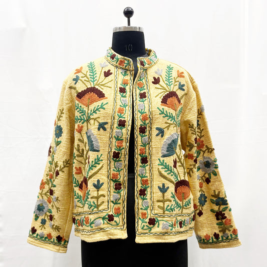 100% Cotton Sujani Emb. Jacket With Pockets