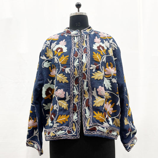 100% Cotton Sujani Emb. Jacket With Pockets