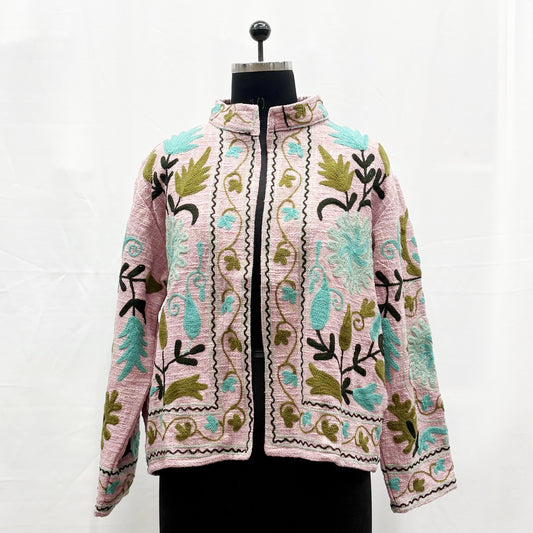100% Cotton Sujani Emb. Jacket With Pockets