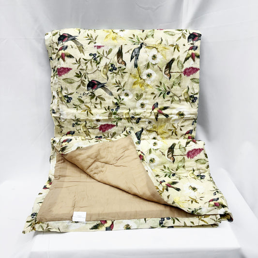 CHEESE COTTON BIRD PRINTED PADDED QUILT W/ COTTON FILLING