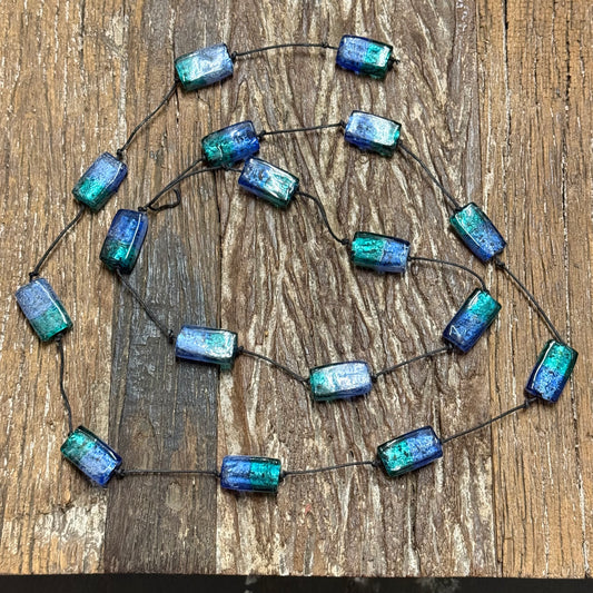 SILVER FOIL GLASS BEAD STRING HANGING 155CM