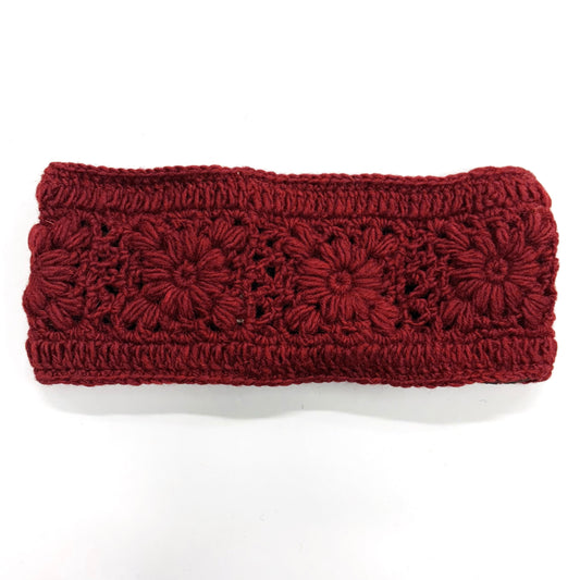FLORAL 100% WOOL HAND KNITTED HEADBAND “ROSE”