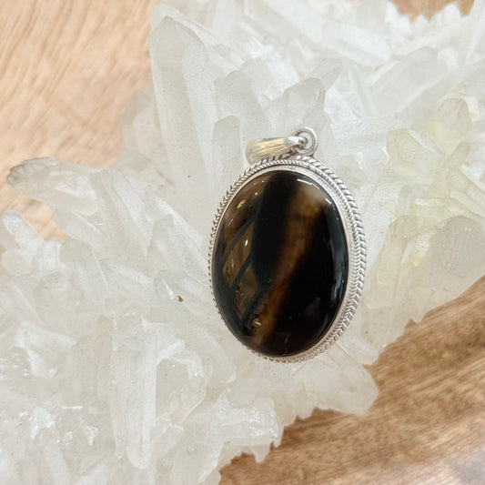 STERLING SILVER BLACK ONYX PENDANT