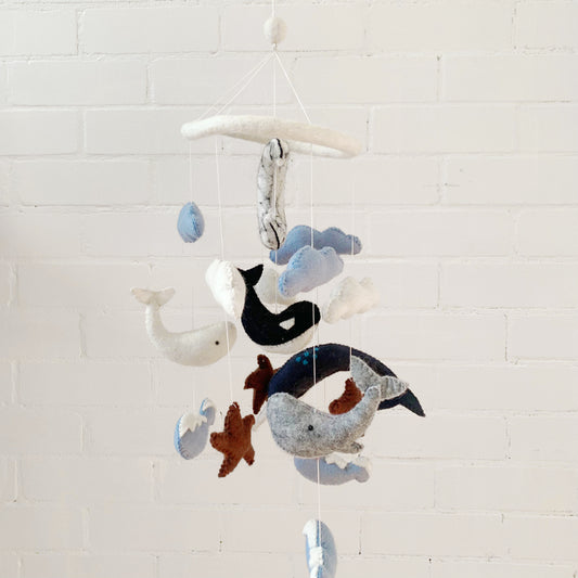 FELT WHALE MOBILE HANGING